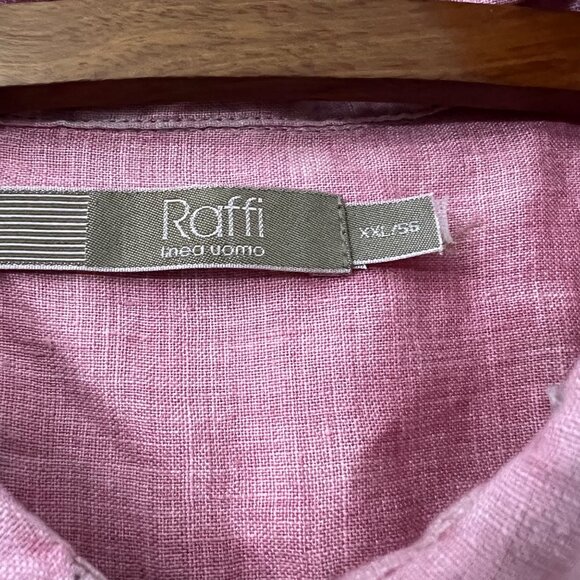 Raffi Linea Uomo Mens Pink Linen Button Down Shirt Long Sleeve Size XXL - Picture 2 of 6